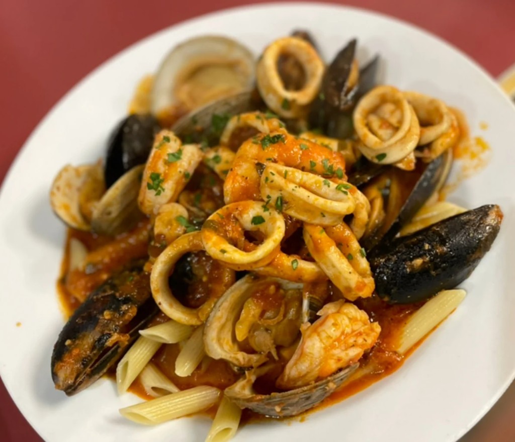 Seafood pasta at Pecorino's Pizzeria